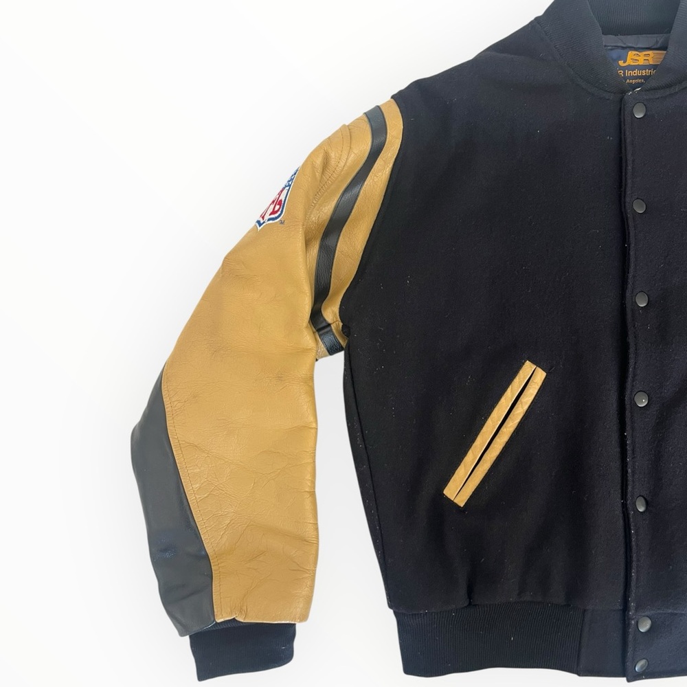 VTG 90s Y2K Men’s M NFL on Fox SportsVarsity Jacket Wool Leather - Picture 3 of 13